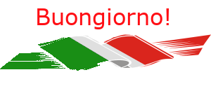zdjecie flagi Włoch z napisem Buongiorno!