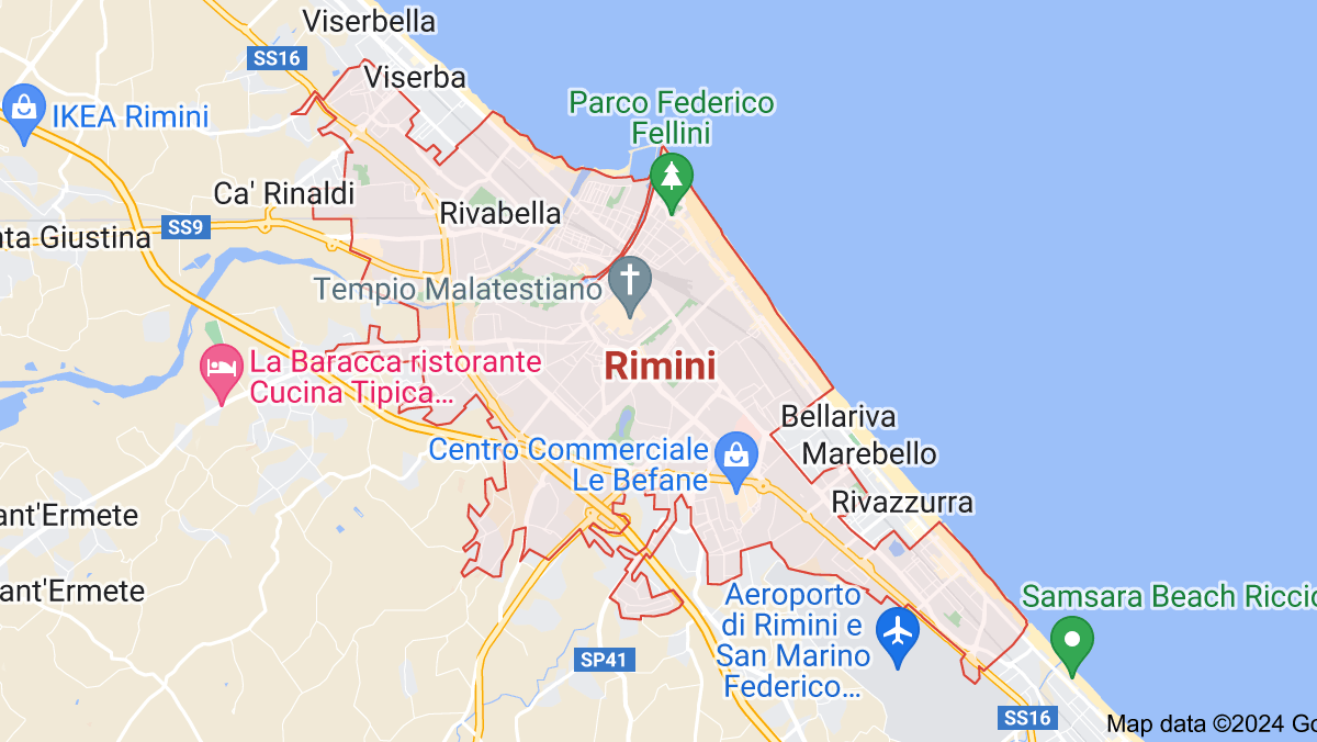 Mapa z widocznym RIminii